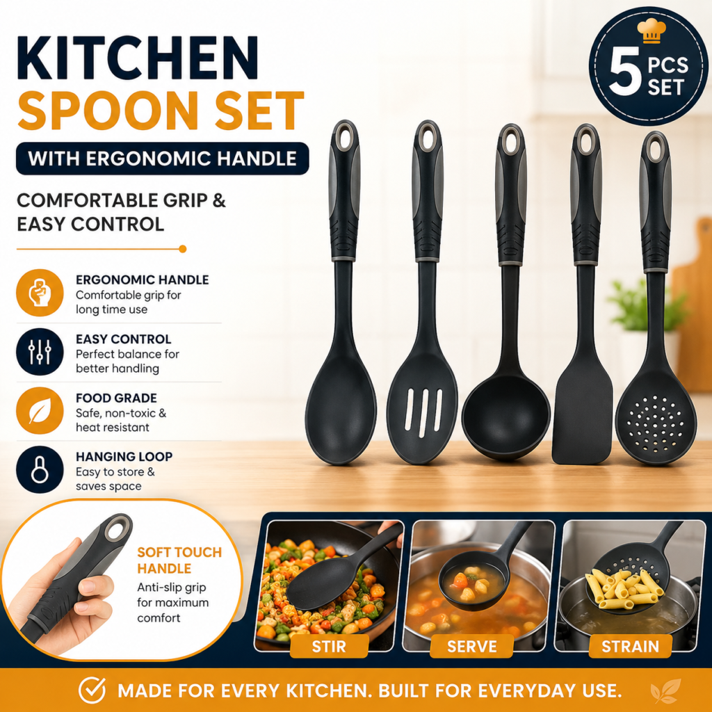 Kitchen Spoon Set with Ergonomic Handle – Comfortable Grip & Easy Control
