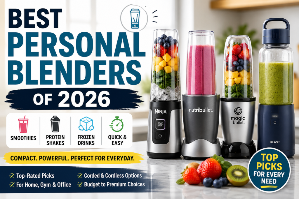 Best Personal Blenders of 2026: Top-Rated Compact Personal Blenders for Smoothies, Protein Shakes, Frozen Drinks, and Quick Everyday Blending at Home