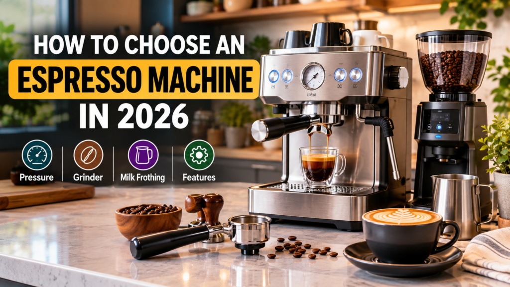 How to Choose an Espresso Machine in 2026: Complete Guide to Pressure, Grinder, Milk Frothing & Features
