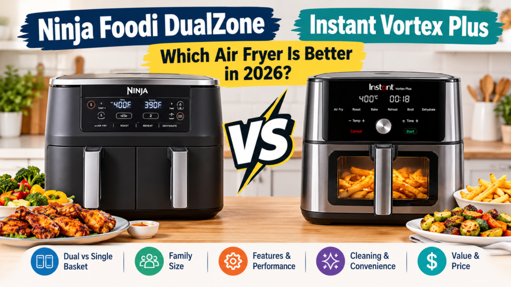 Ninja Foodi DualZone vs Instant Vortex Plus: Which Air Fryer Is Better in 2026?